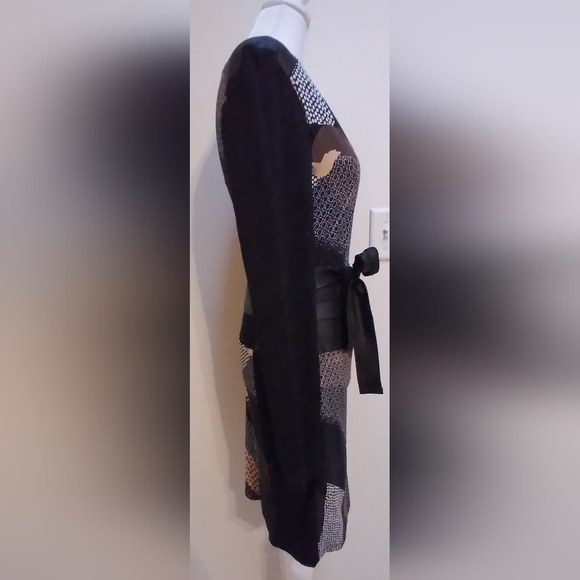 Venus Women's Dress Size Small Stunning Unique Faux Patchwork Leather Dress - Picture 6 of 7